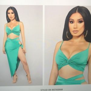 Fashion nova don’t let me down skirt set - green